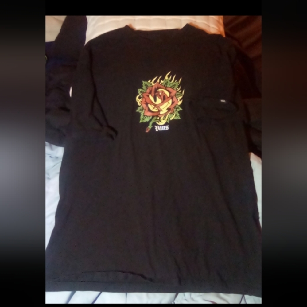 Vans Black Short Sleeve with Fiery Rose Graphic